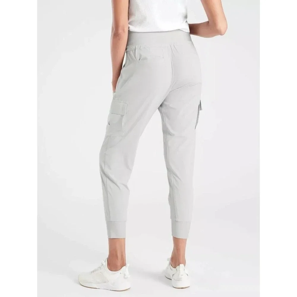 Athleta Sutton Jogger Pants size‎ 0 Cargo Athleisure Travel Light Gray 405713